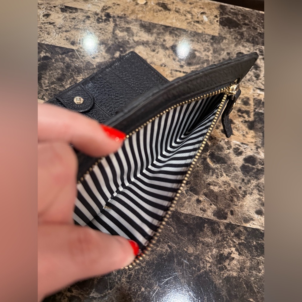 Kate Spade Staci Slim Bifold Wallet in Black Pebbled Leather - Picture 10 of 13